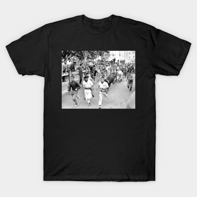 Pamplona Spain Running of the Bulls T-Shirt by In Memory of Jerry Frank